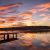 Kayakers at Lake Brandt in Greensboro at Sunset